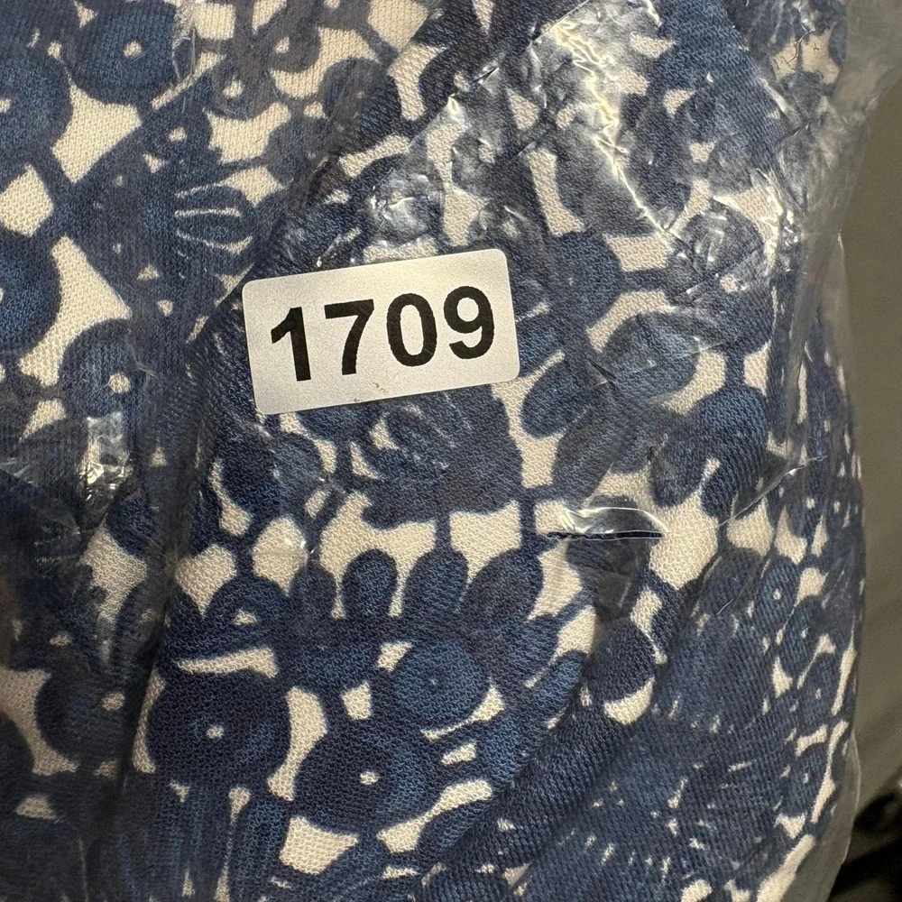 Tory Burch Sheath Dress Womens Small Blue Geometric Floral Print Sleeveless EXCL